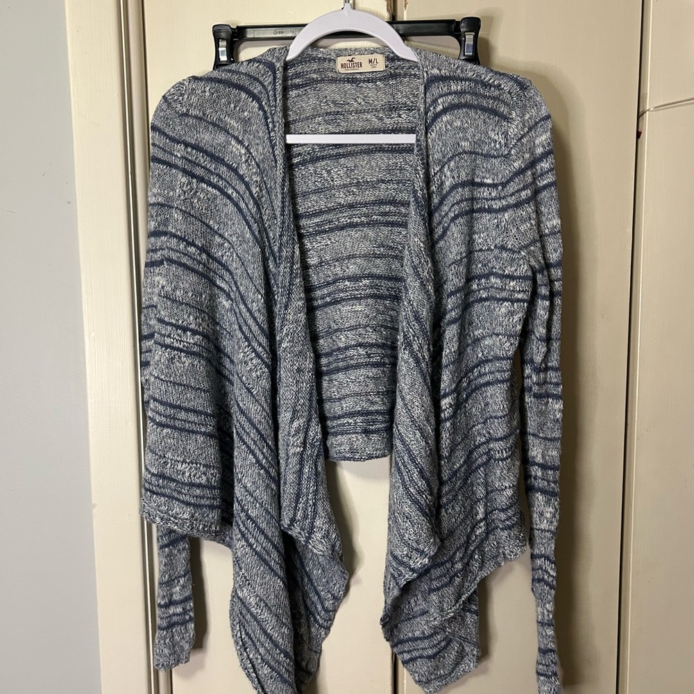 Hollister Blue and Gray Striped Cardigan